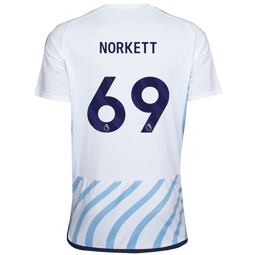 Women Football Manni Norkett #69 White Blue Away Jersey 2023/24 T-Shirt Canada