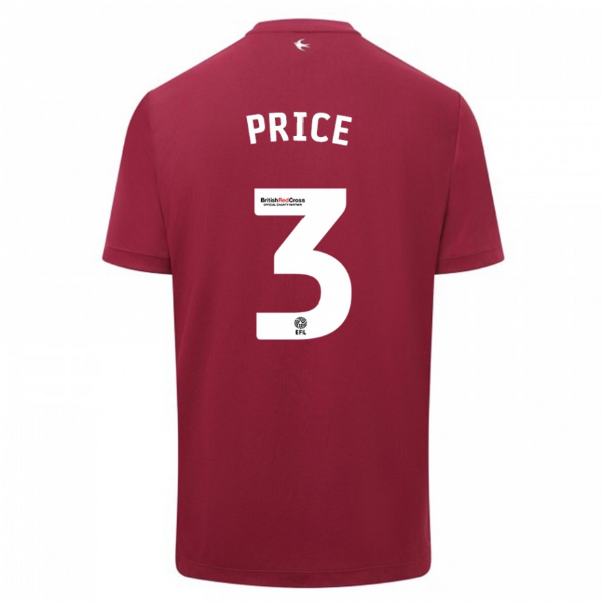 Women Football Ffion Price #3 Red Away Jersey 2023/24 T-Shirt Canada