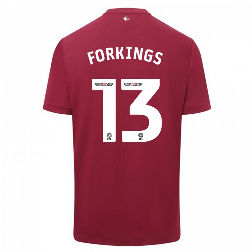 Women Football Amelia Forkings #13 Red Away Jersey 2023/24 T-Shirt Canada