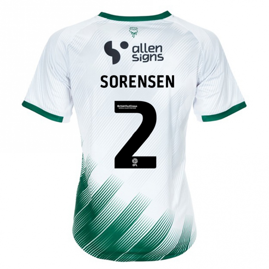 Women Football Lasse Sörensen #2 White Away Jersey 2023/24 T-Shirt Canada