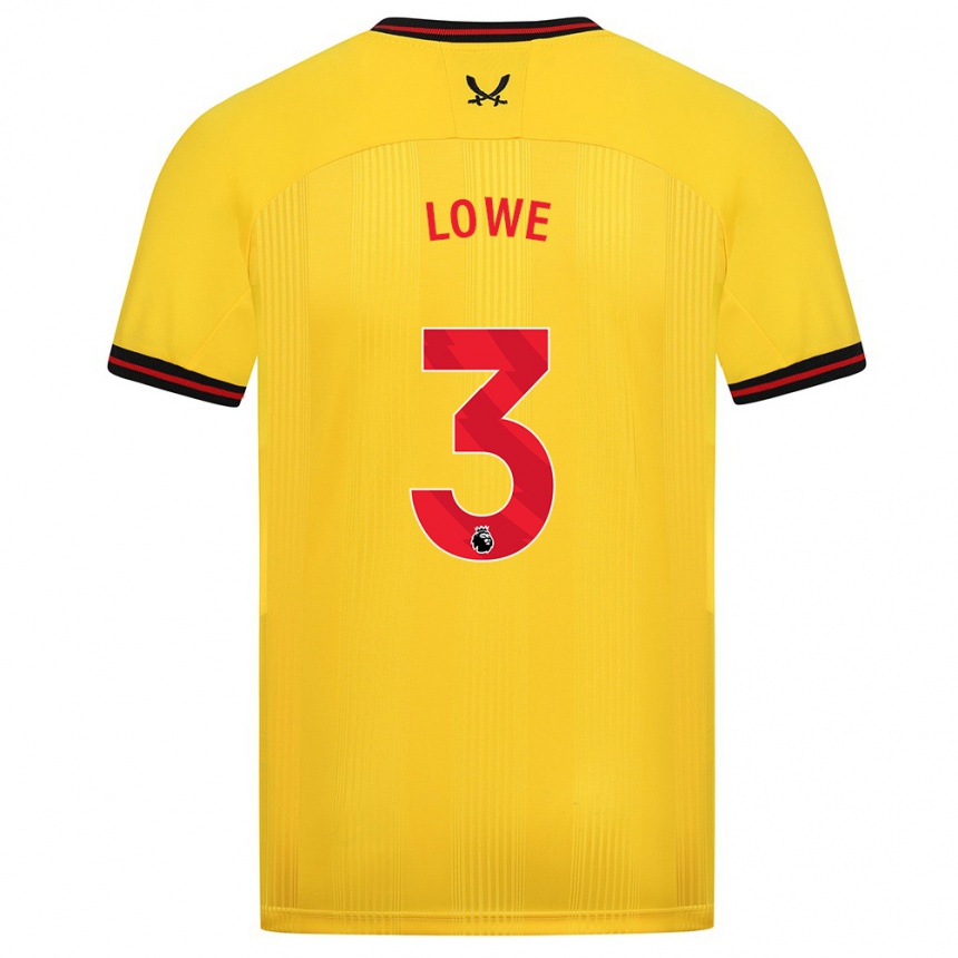 Women Football Max Lowe #3 Yellow Away Jersey 2023/24 T-Shirt Canada