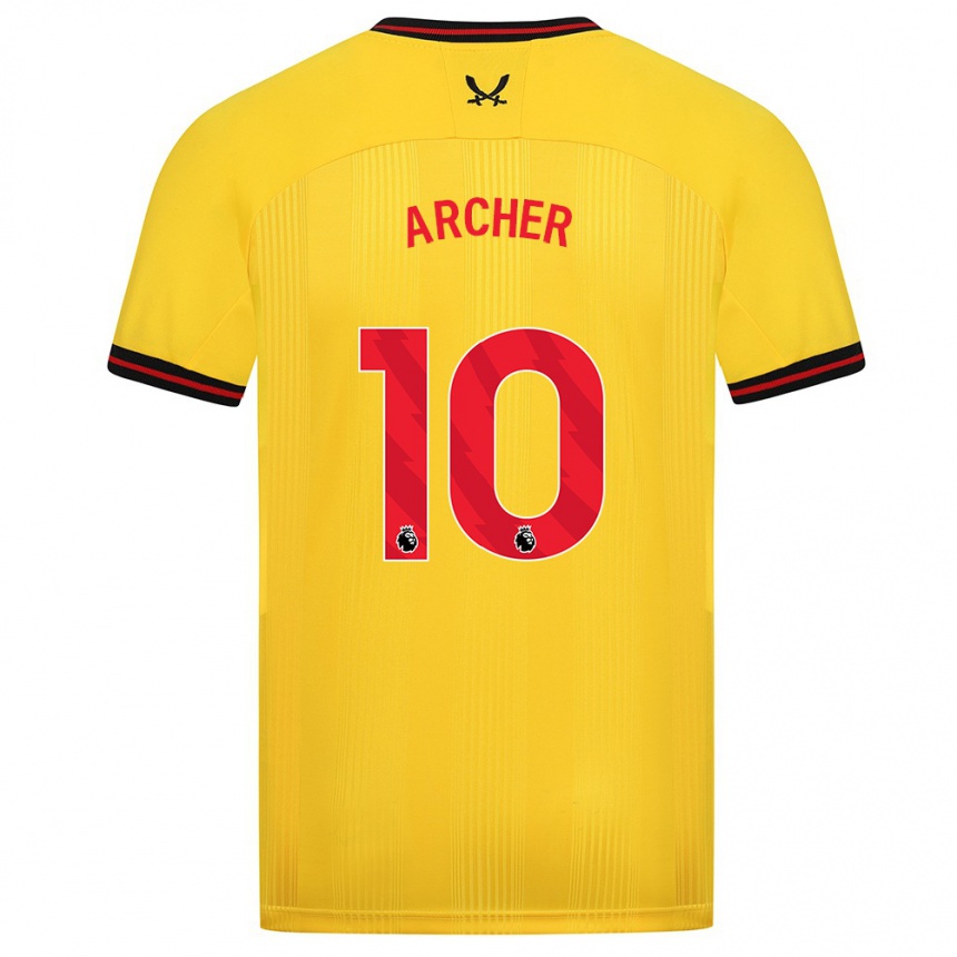 Women Football Cameron Archer #10 Yellow Away Jersey 2023/24 T-Shirt Canada