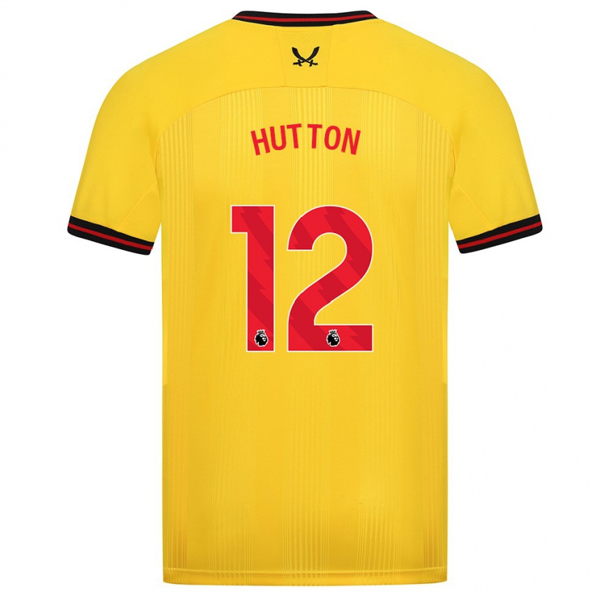 Women Football Jodie Hutton #12 Yellow Away Jersey 2023/24 T-Shirt Canada