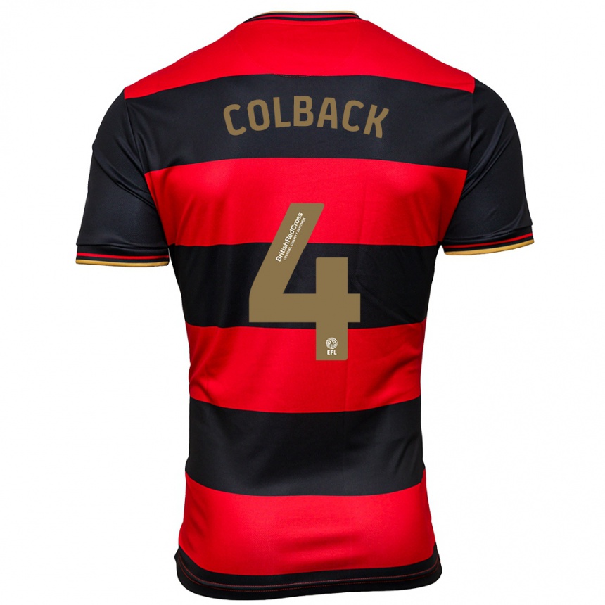 Women Football Jack Colback #4 Black Red Away Jersey 2023/24 T-Shirt Canada