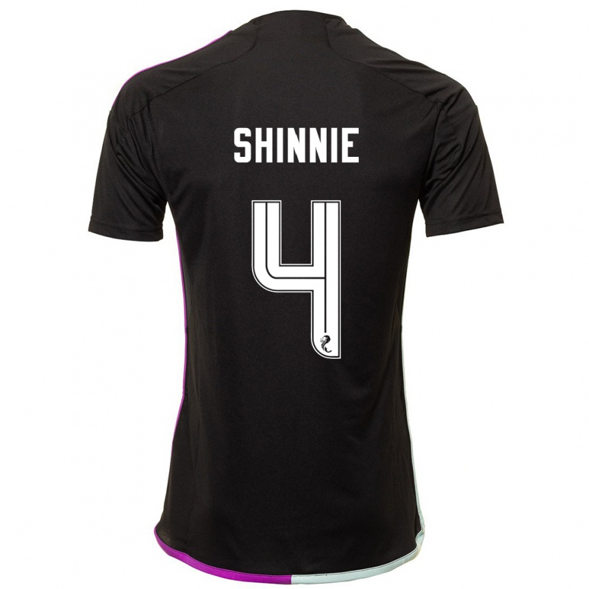 Women Football Graeme Shinnie #4 Black Away Jersey 2023/24 T-Shirt Canada