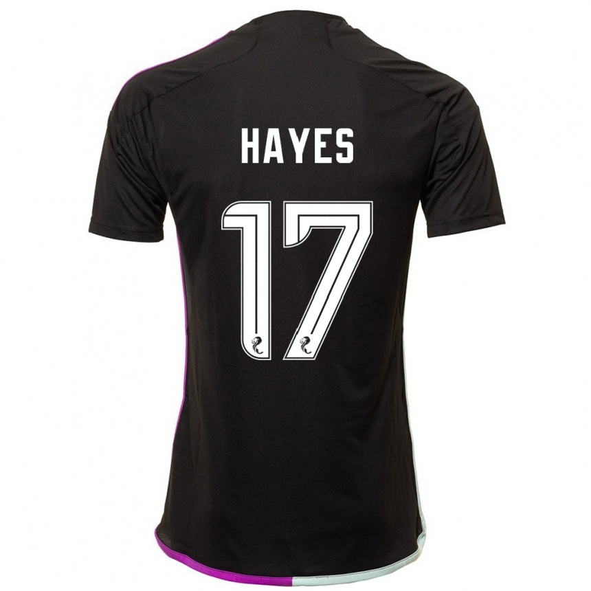 Women Football Jonny Hayes #17 Black Away Jersey 2023/24 T-Shirt Canada