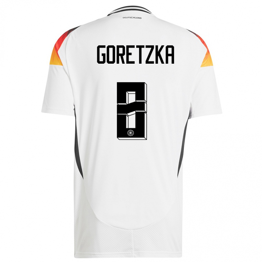 Kids Football Germany Leon Goretzka #8 White Home Jersey 24-26 T-Shirt Canada