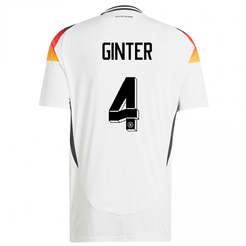 Kids Football Germany Matthias Ginter #4 White Home Jersey 24-26 T-Shirt Canada