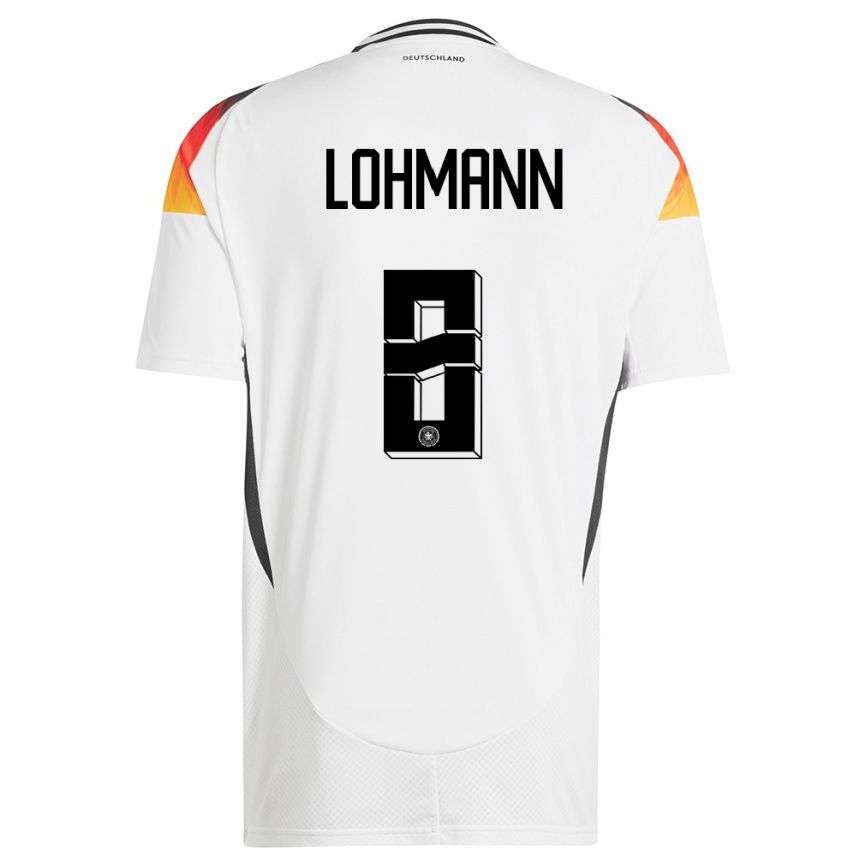 Kids Football Germany Sydney Lohmann #8 White Home Jersey 24-26 T-Shirt Canada