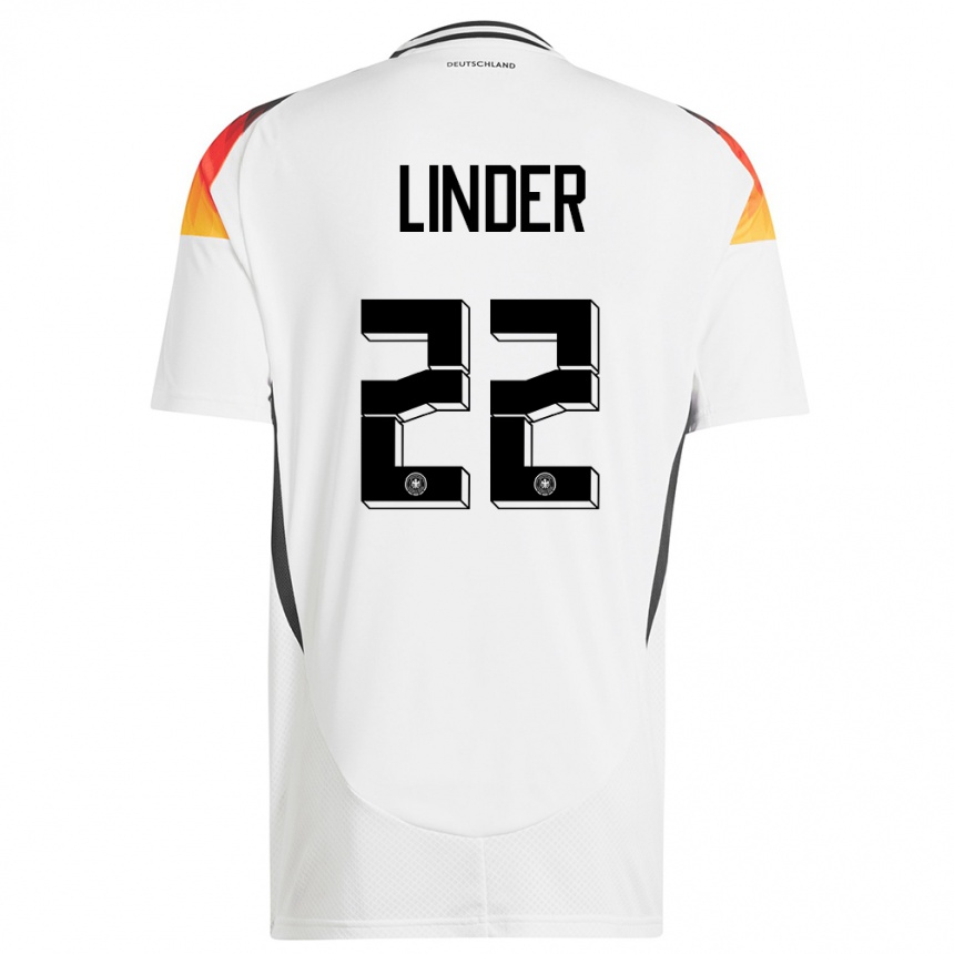 Kids Football Germany Sarai Linder #22 White Home Jersey 24-26 T-Shirt Canada