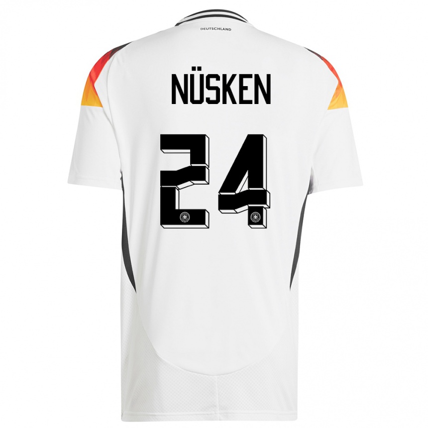 Kids Football Germany Sjoeke Nusken #24 White Home Jersey 24-26 T-Shirt Canada