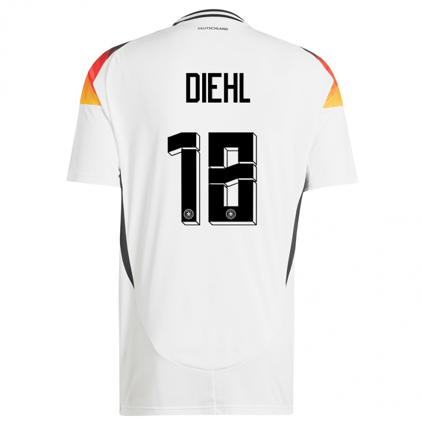 Kids Football Germany Justin Diehl #18 White Home Jersey 24-26 T-Shirt Canada