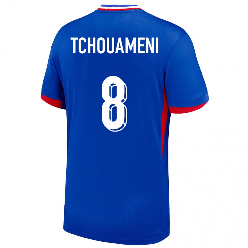 Kids Football France Aurelien Tchouameni #8 Blue Home Jersey 24-26 T-Shirt Canada