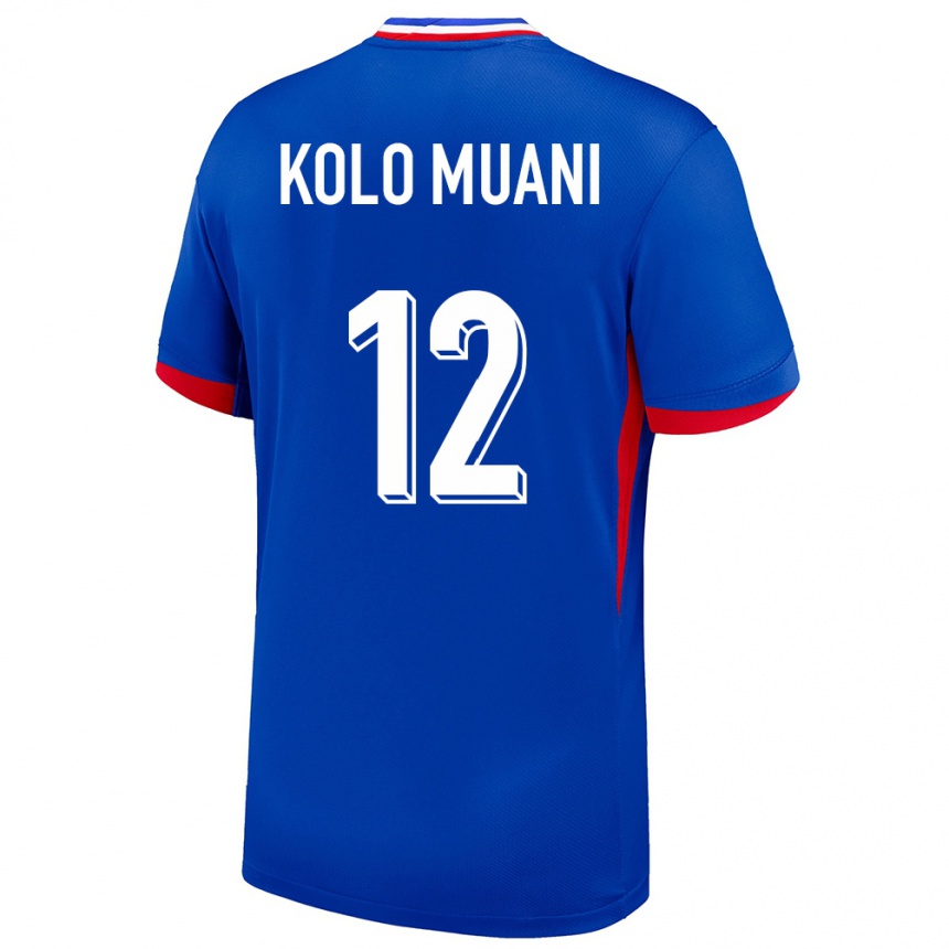 Kids Football France Randal Kolo Muani #12 Blue Home Jersey 24-26 T-Shirt Canada