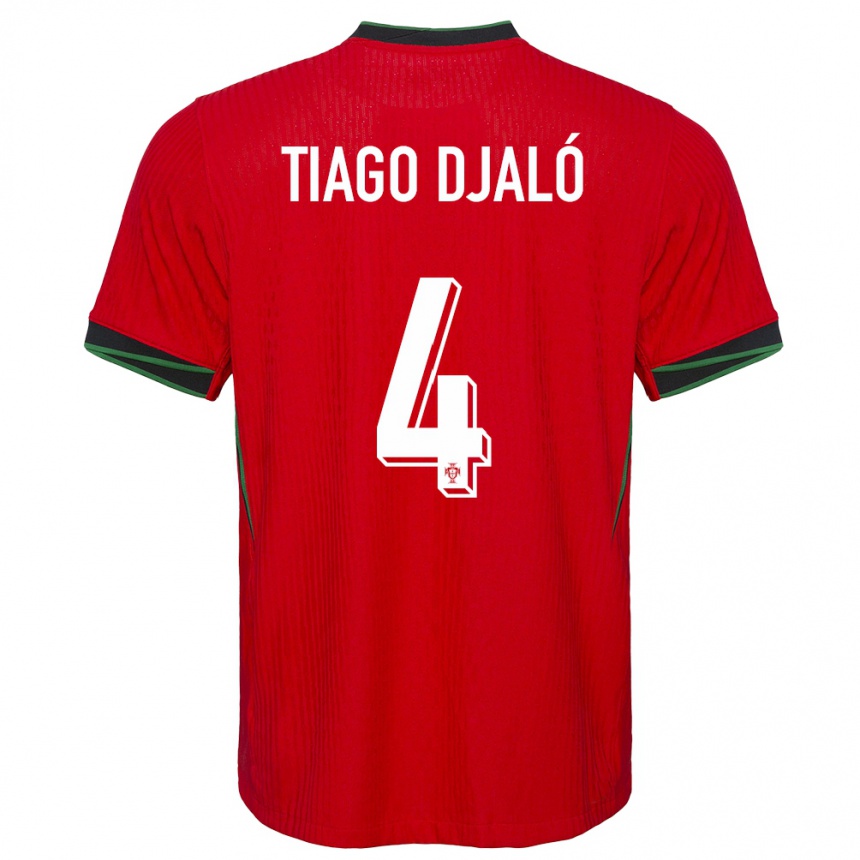 Kids Football Portugal Tiago Djalo #4 Red Home Jersey 24-26 T-Shirt Canada