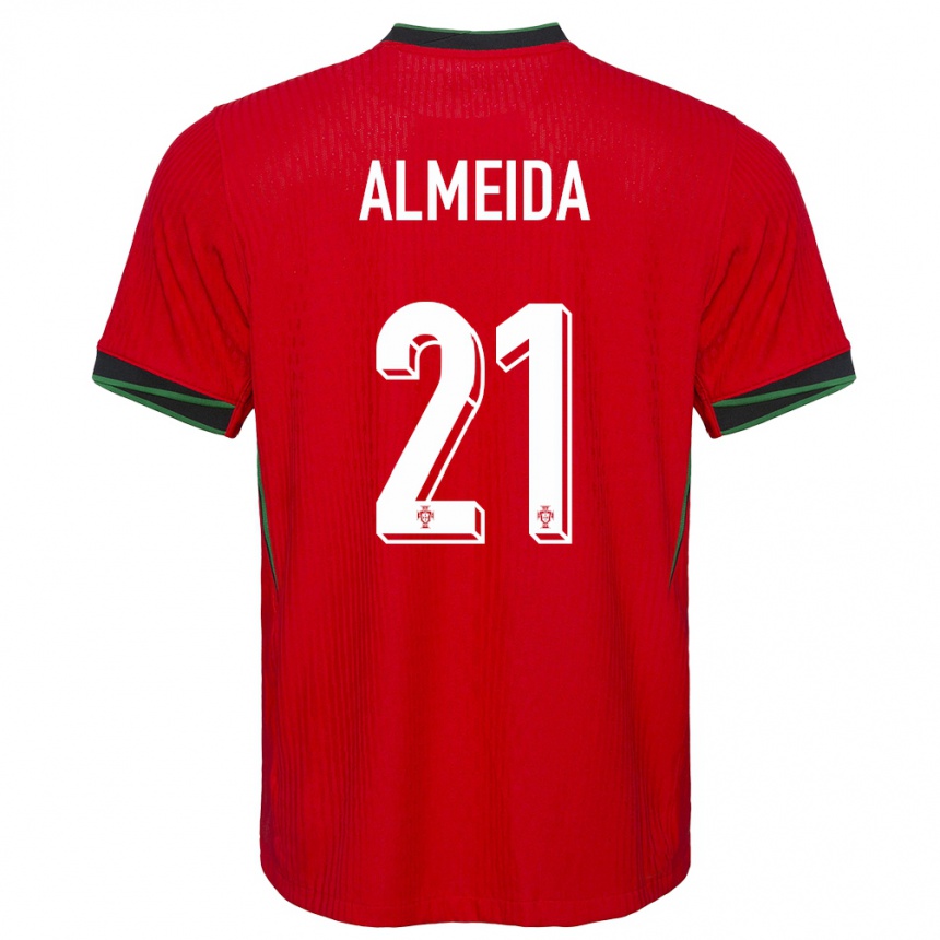 Kids Football Portugal Andre Almeida #21 Red Home Jersey 24-26 T-Shirt Canada