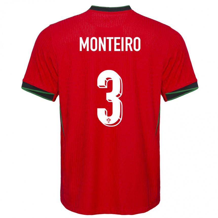 Kids Football Portugal Diogo Monteiro #3 Red Home Jersey 24-26 T-Shirt Canada