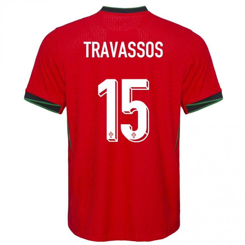 Kids Football Portugal Diogo Travassos #15 Red Home Jersey 24-26 T-Shirt Canada