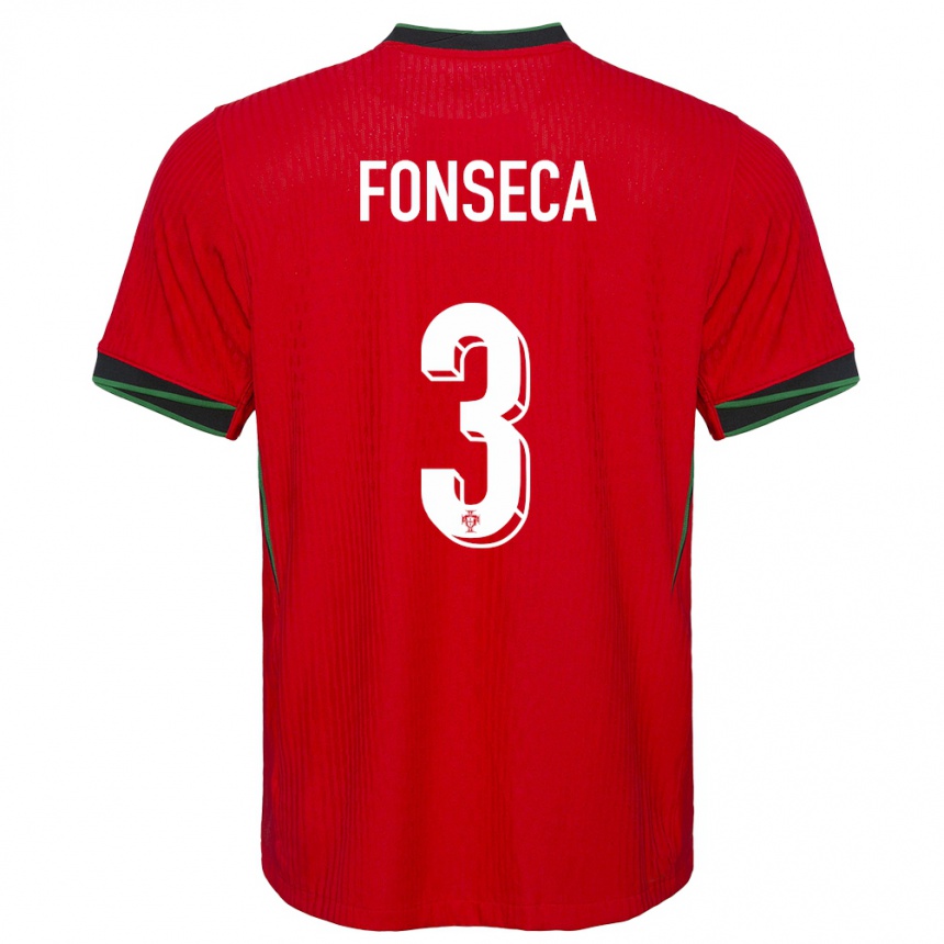 Kids Football Portugal Joao Fonseca #3 Red Home Jersey 24-26 T-Shirt Canada