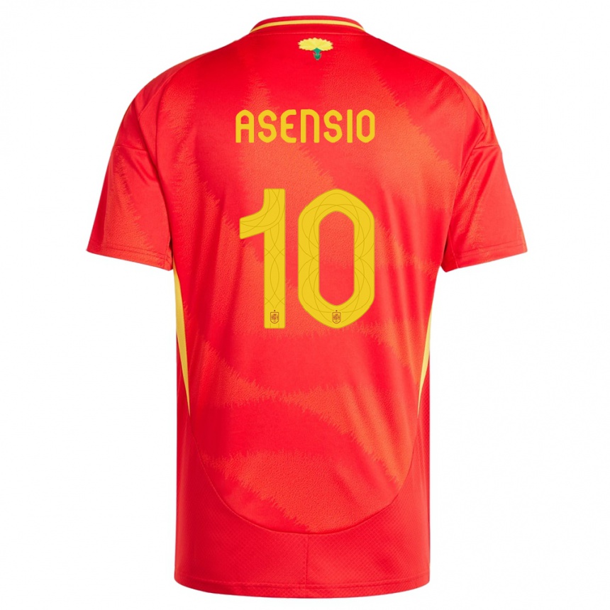 Kids Football Spain Marco Asensio #10 Red Home Jersey 24-26 T-Shirt Canada