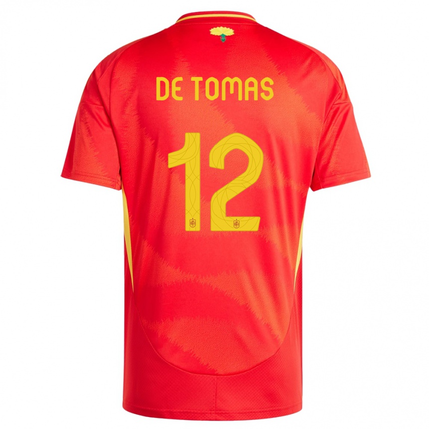 Kids Football Spain Raul De Tomas #12 Red Home Jersey 24-26 T-Shirt Canada