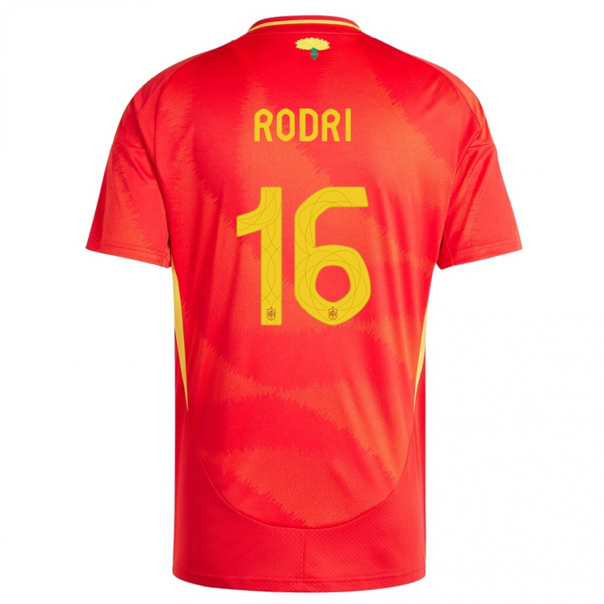 Kids Football Spain Rodri #16 Red Home Jersey 24-26 T-Shirt Canada