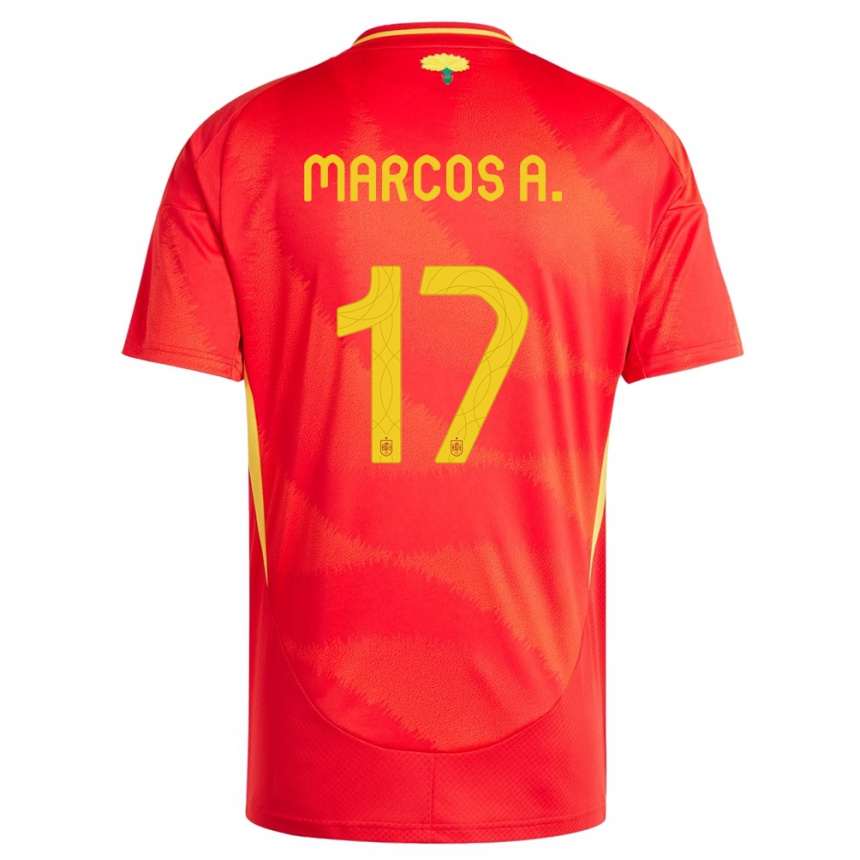 Kids Football Spain Marcos Alonso #17 Red Home Jersey 24-26 T-Shirt Canada