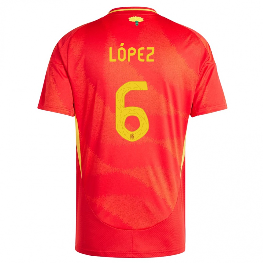 Kids Football Spain Maitane Lopez #6 Red Home Jersey 24-26 T-Shirt Canada