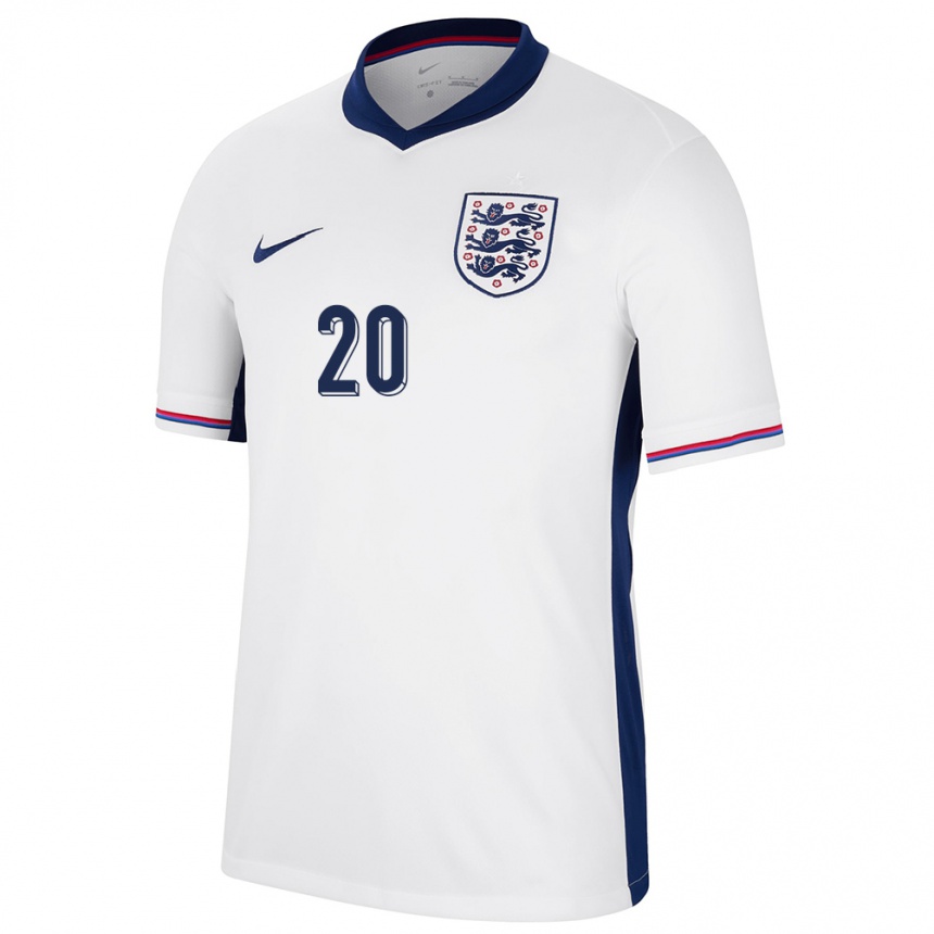 Kids Football England Angel Gomes #20 White Home Jersey 24-26 T-Shirt Canada