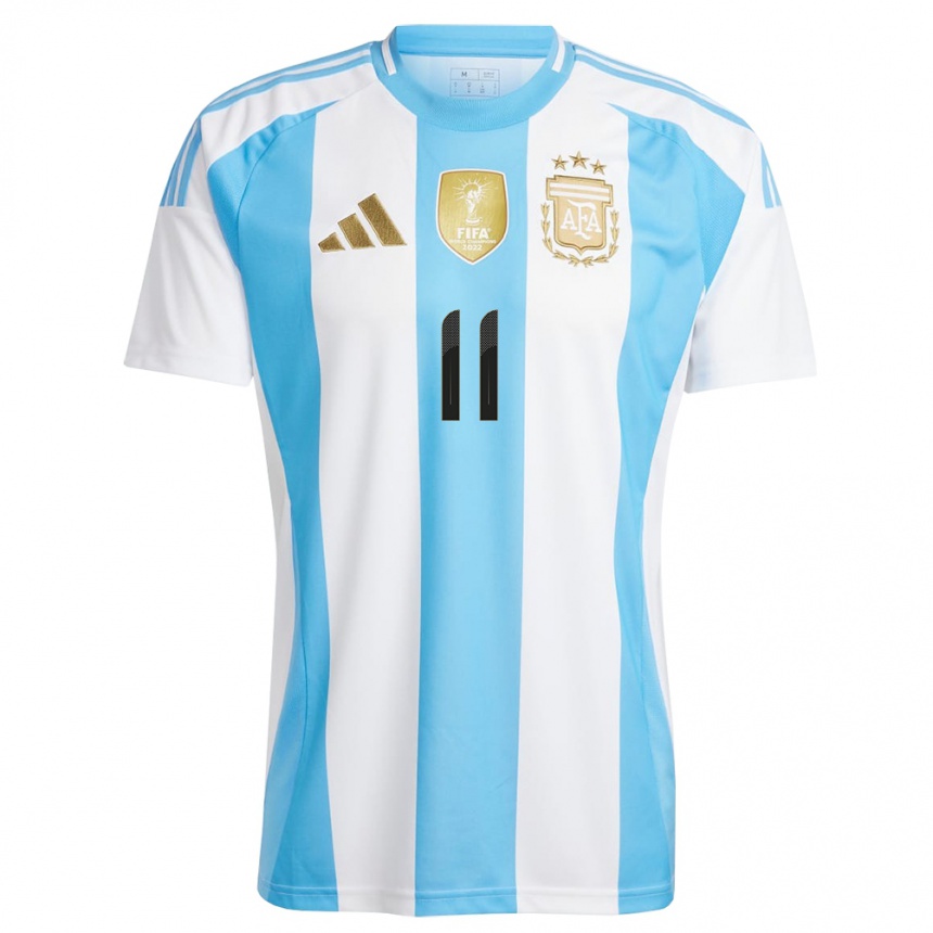 Kids Football Argentina Angel Di Maria #11 White Blue Home Jersey 24-26 T-Shirt Canada