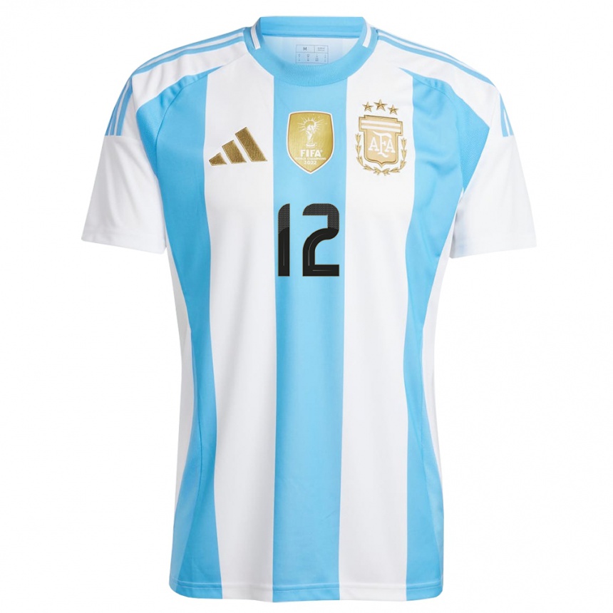 Kids Football Argentina Franco Herrera #12 White Blue Home Jersey 24-26 T-Shirt Canada