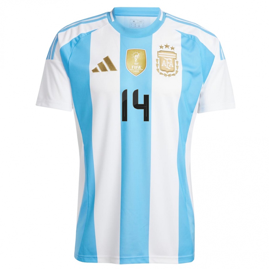 Kids Football Argentina Facundo Medina #16 White Blue Home Jersey 24-26 T-Shirt Canada