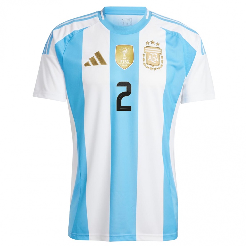 Kids Football Argentina Lucas Martinez Quarta #2 White Blue Home Jersey 24-26 T-Shirt Canada