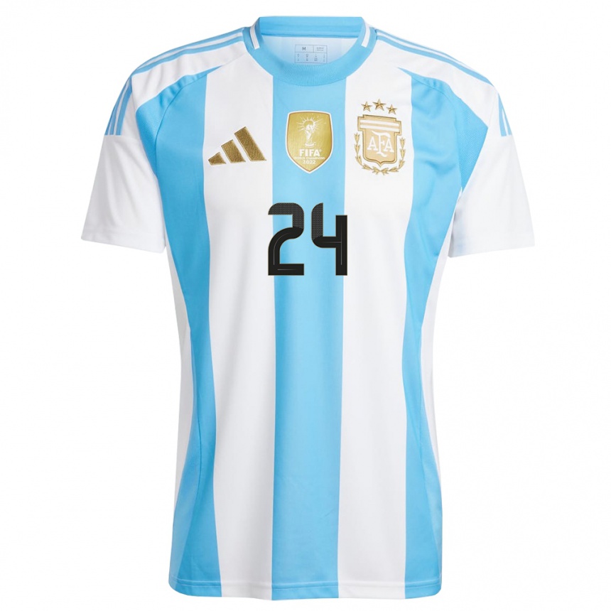 Kids Football Argentina Enzo Fernandez #24 White Blue Home Jersey 24-26 T-Shirt Canada