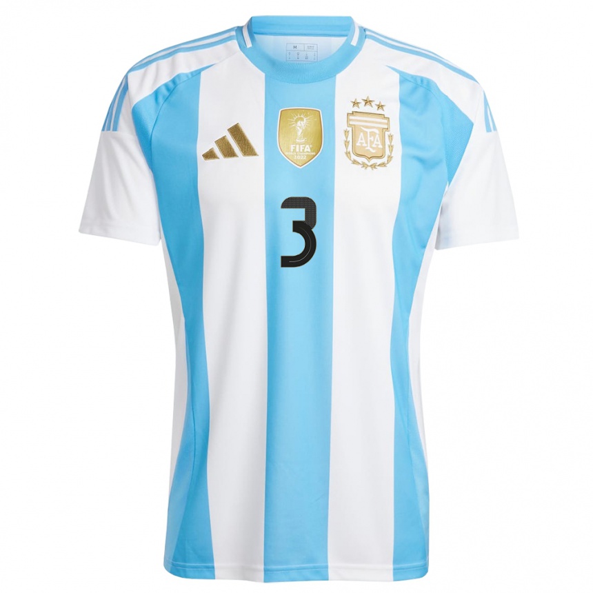 Kids Football Argentina Julian Aude #3 White Blue Home Jersey 24-26 T-Shirt Canada