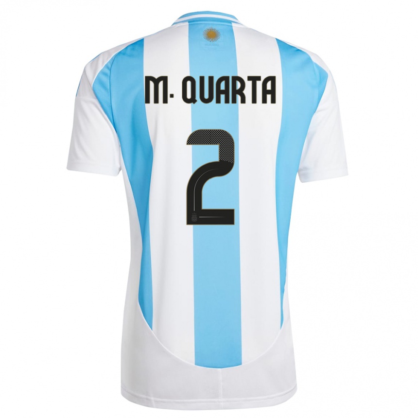 Kids Football Argentina Lucas Martinez Quarta #2 White Blue Home Jersey 24-26 T-Shirt Canada