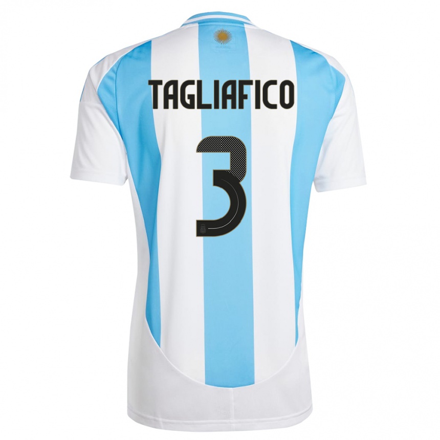 Kids Football Argentina Nicolas Tagliafico #3 White Blue Home Jersey 24-26 T-Shirt Canada