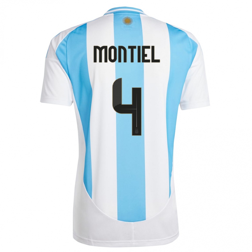 Kids Football Argentina Gonzalo Montiel #4 White Blue Home Jersey 24-26 T-Shirt Canada