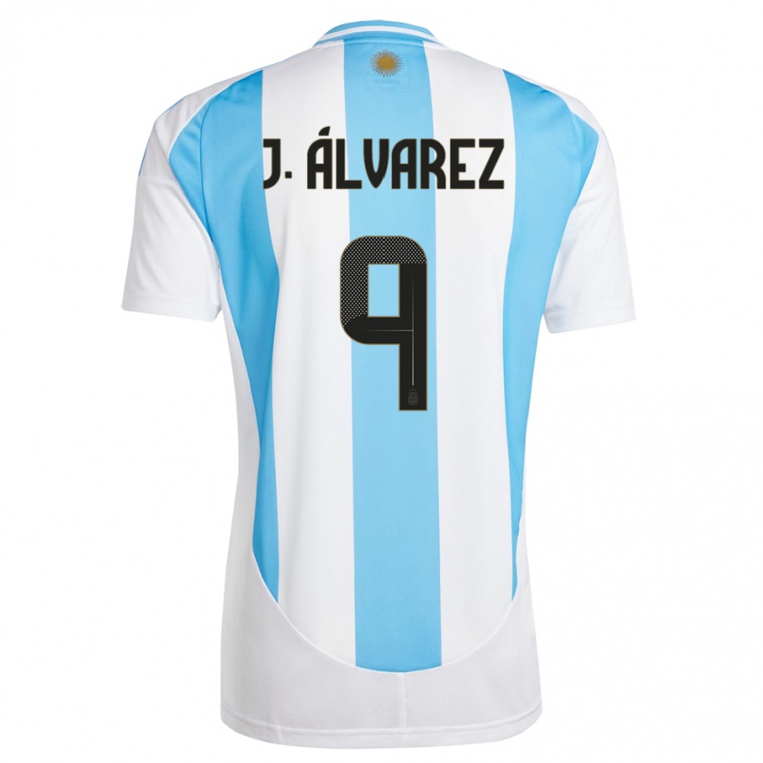 Kids Football Argentina Julian Alvarez #9 White Blue Home Jersey 24-26 T-Shirt Canada