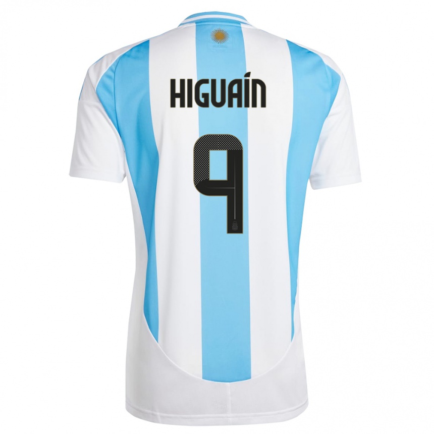 Kids Football Argentina Gonzalo Higuain #9 White Blue Home Jersey 24-26 T-Shirt Canada