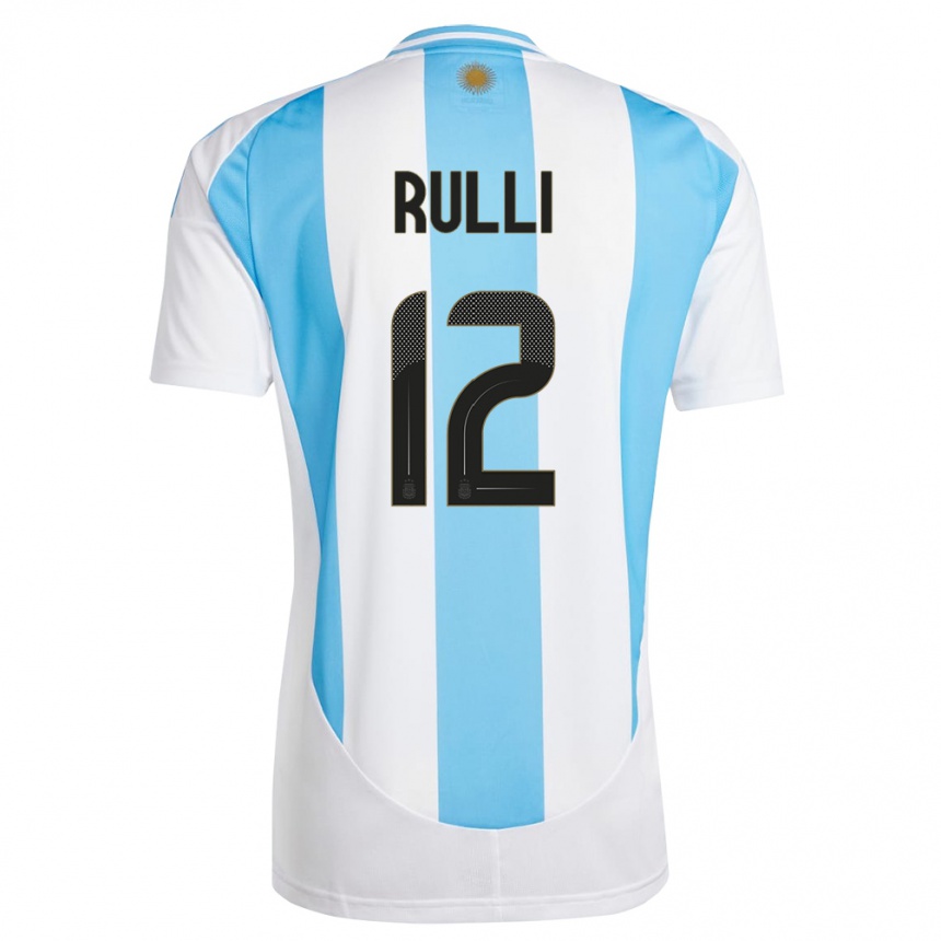 Kids Football Argentina Geronimo Rulli #12 White Blue Home Jersey 24-26 T-Shirt Canada