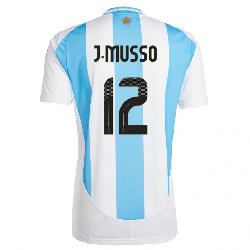 Kids Football Argentina Juan Musso #12 White Blue Home Jersey 24-26 T-Shirt Canada