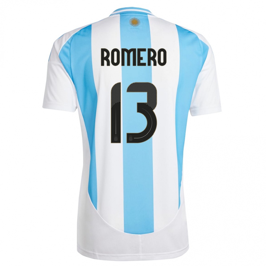 Kids Football Argentina Cristian Romero #13 White Blue Home Jersey 24-26 T-Shirt Canada