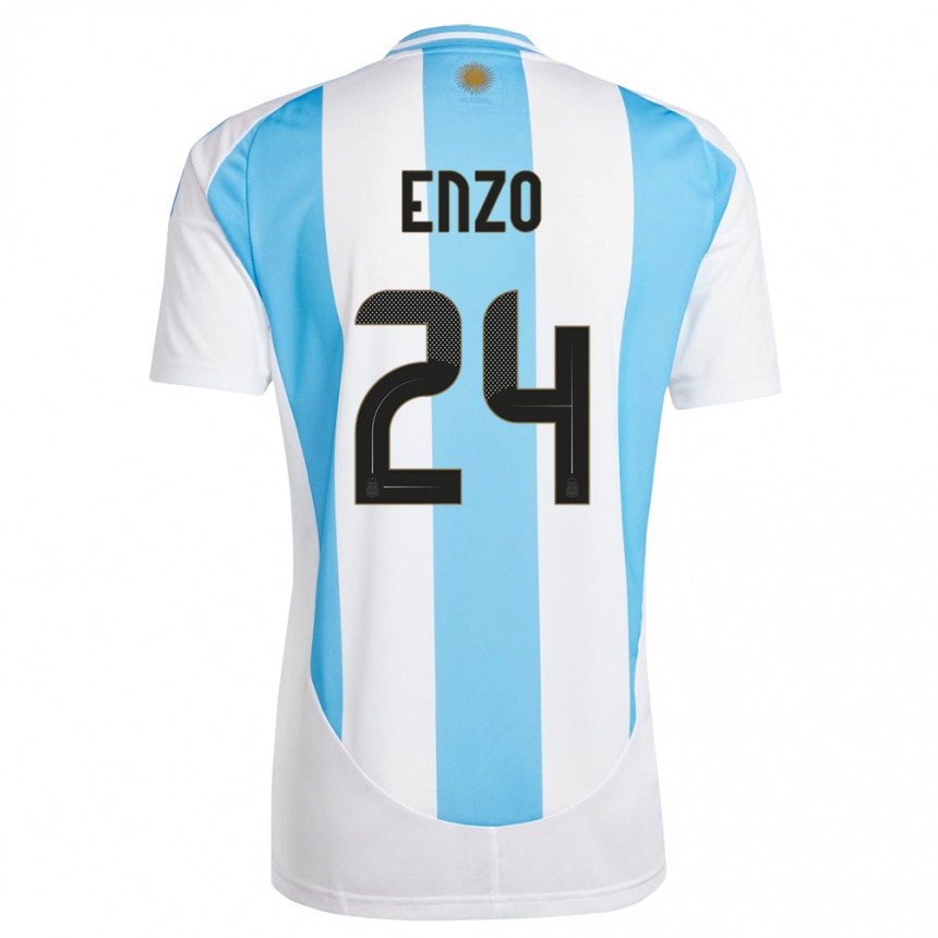 Kids Football Argentina Enzo Fernandez #24 White Blue Home Jersey 24-26 T-Shirt Canada