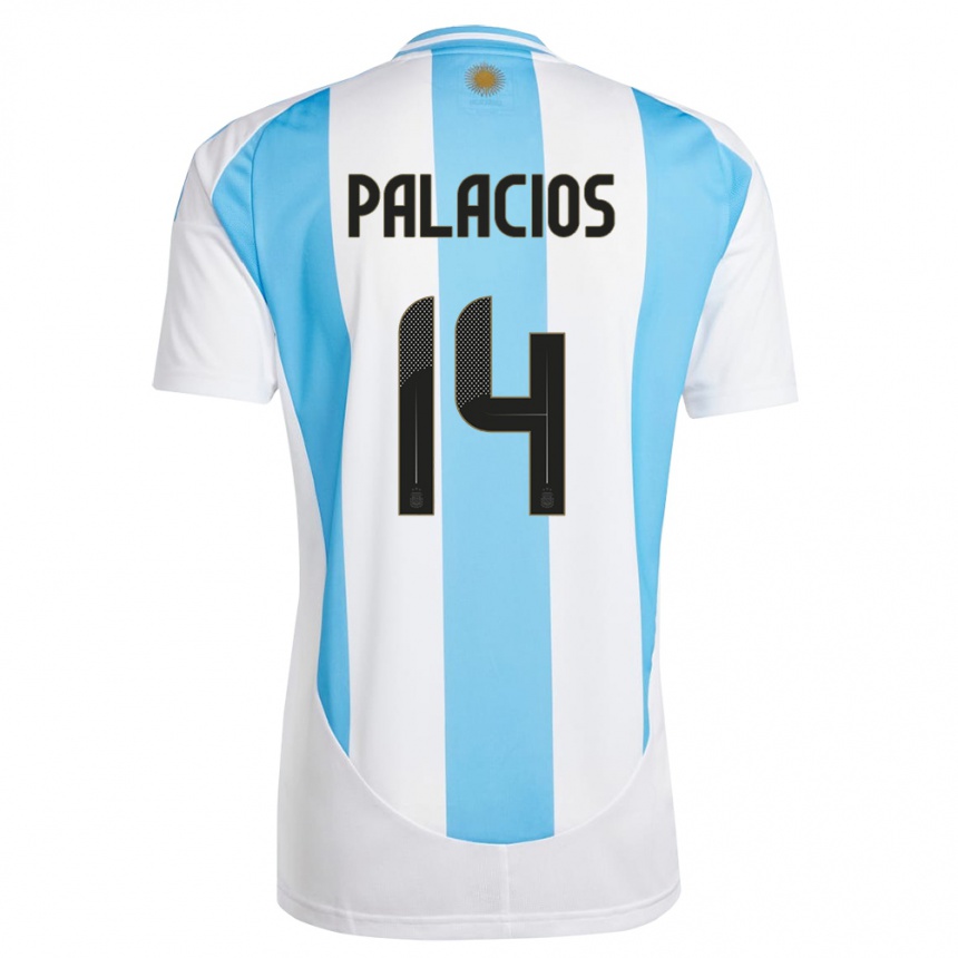 Kids Football Argentina Exequiel Palacios #14 White Blue Home Jersey 24-26 T-Shirt Canada