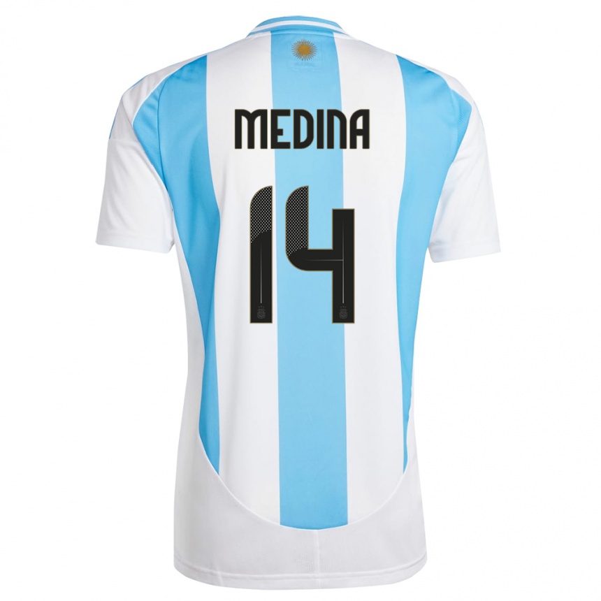 Kids Football Argentina Facundo Medina #14 White Blue Home Jersey 24-26 T-Shirt Canada