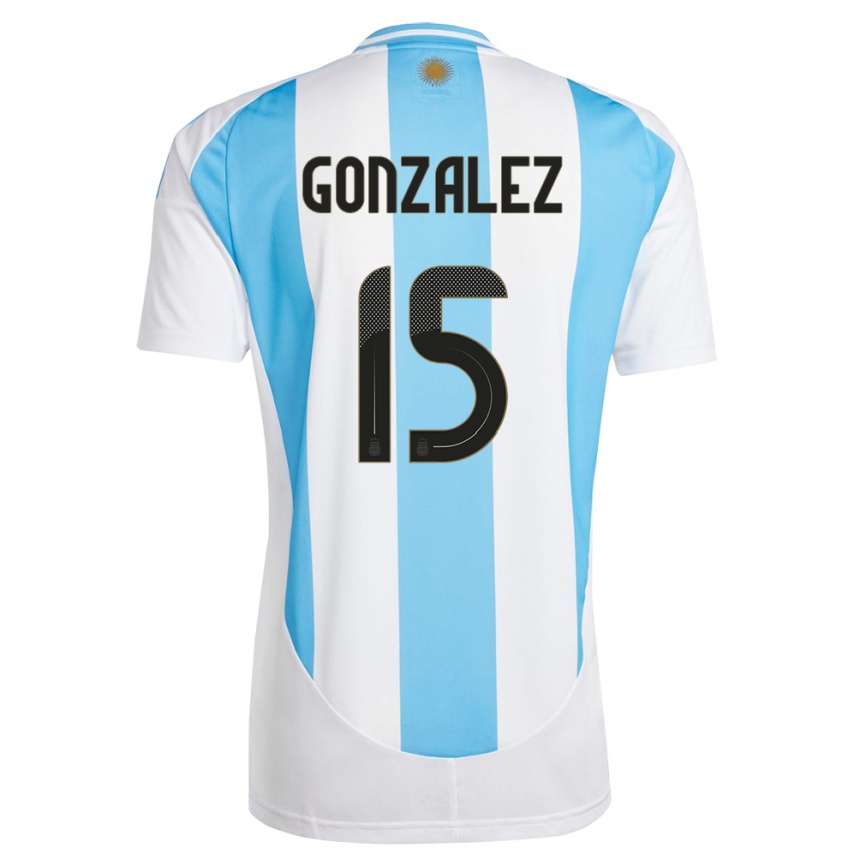 Kids Football Argentina Nicolas Gonzalez #15 White Blue Home Jersey 24-26 T-Shirt Canada