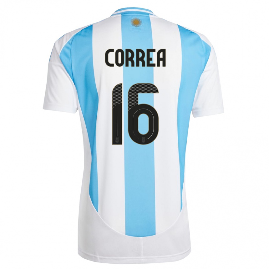 Kids Football Argentina Angel Correa #16 White Blue Home Jersey 24-26 T-Shirt Canada