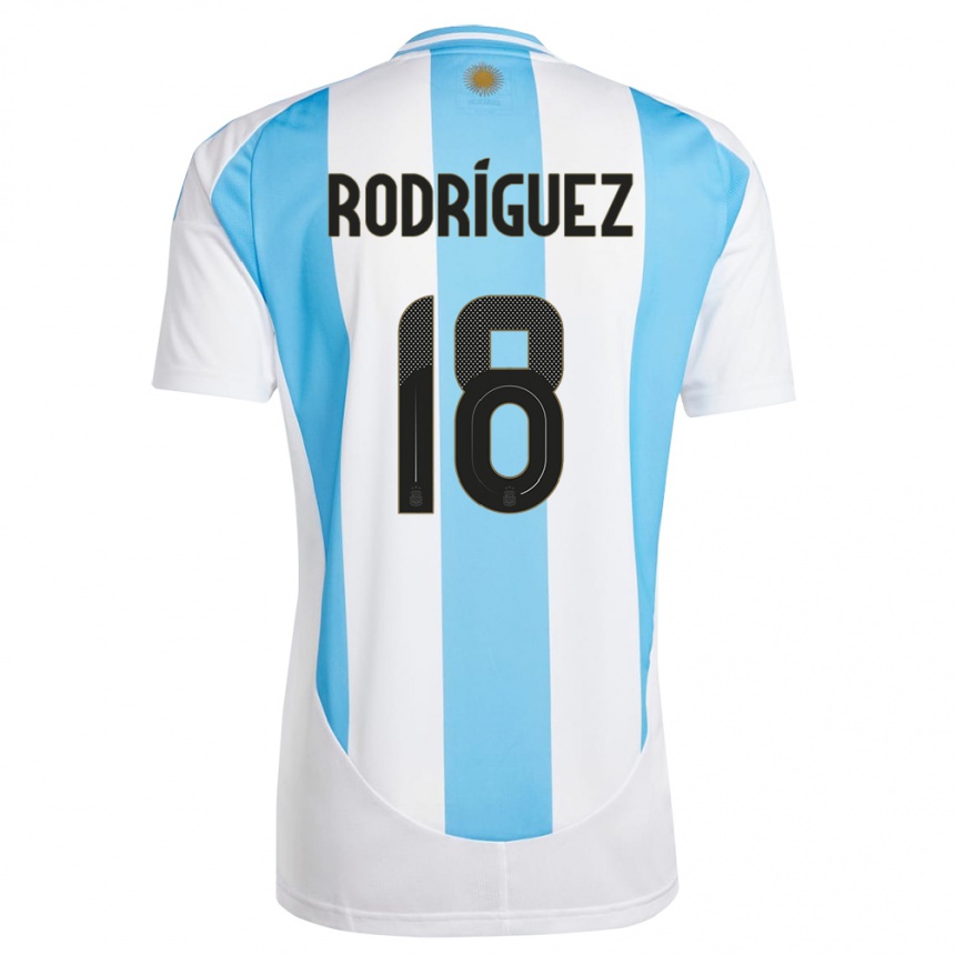 Kids Football Argentina Guido Rodriguez #18 White Blue Home Jersey 24-26 T-Shirt Canada