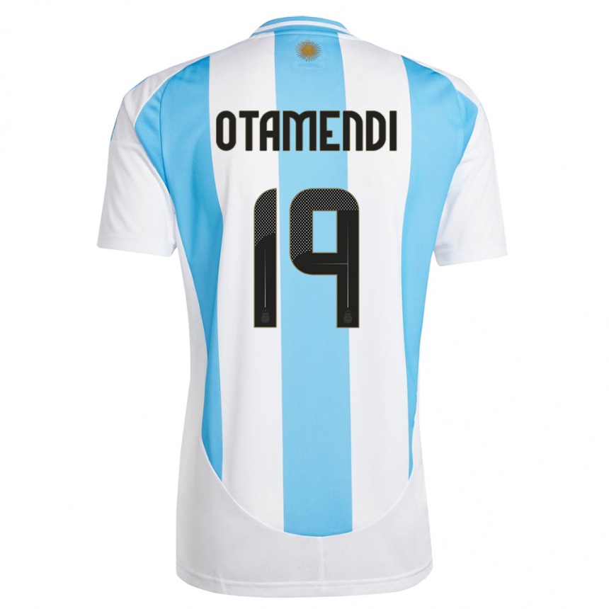 Kids Football Argentina Nicolas Otamendi #19 White Blue Home Jersey 24-26 T-Shirt Canada